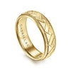14K Yellow Gold 7mm - Engraved Woven Men's Wedding Band in Satin Finish - MBH0166-70Y4JJJ-Gabriel & Co.-Renee Taylor Gallery