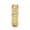 14K Yellow Gold 7mm - Engraved Woven Men's Wedding Band in Satin Finish - MBH0166-70Y4JJJ-Gabriel & Co.-Renee Taylor Gallery