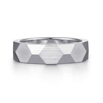 14K White Gold 6mm - Carved Men's Wedding Band in Satin Finish - MBH0221-60W4JJJ-Gabriel & Co.-Renee Taylor Gallery