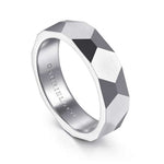 14K White Gold 6mm - Carved Men's Wedding Band in Satin Finish - MBH0221-60W4JJJ-Gabriel & Co.-Renee Taylor Gallery