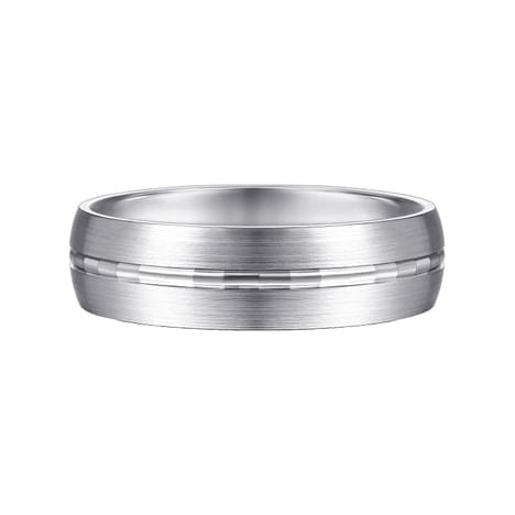 14K White Gold 6mm - Men's Wedding Band in Satin Finish - MBM0108-60W4JJJ-Gabriel & Co.-Renee Taylor Gallery