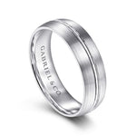 14K White Gold 6mm - Men's Wedding Band in Satin Finish - MBM0108-60W4JJJ-Gabriel & Co.-Renee Taylor Gallery
