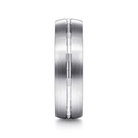 14K White Gold 6mm - Men's Wedding Band in Satin Finish - MBM0108-60W4JJJ-Gabriel & Co.-Renee Taylor Gallery
