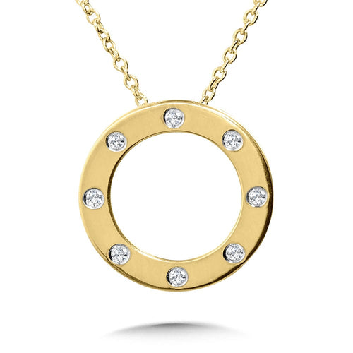 14K Yellow Gold Circle Pendant 0.14ct - PDD3236-Y-SDC Creations-Renee Taylor Gallery