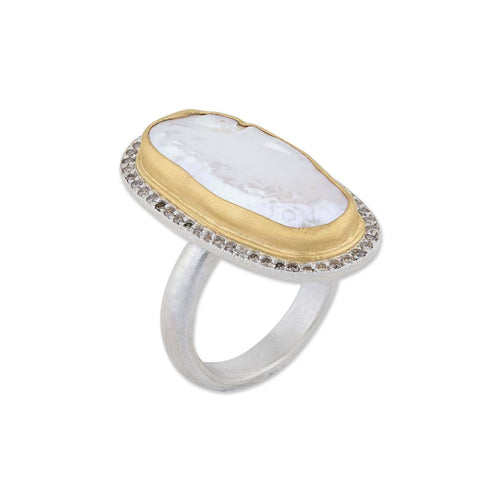 Pearlita Ring with Diamond Cognac by Lika Behar