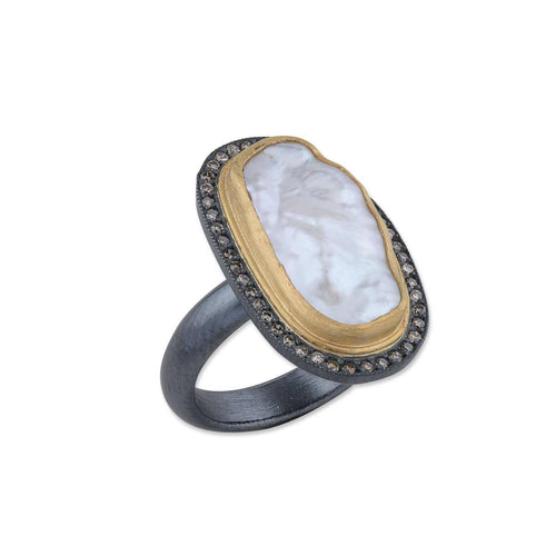 Pearlita Ring with Diamond Cognac by Lika Behar