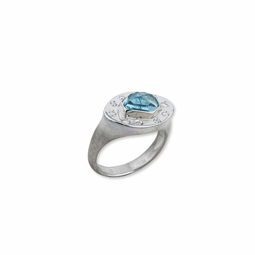 Penelope Aquamarine Ring with Diamond by Lika Behar