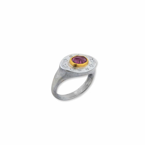 Penelope Pink Tourmaline Ring with Diamond by Lika Behar