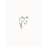 Silver Pick 1 Hoop Charm Earrings - PEN0700MTL0000U-UNO de 50-Renee Taylor Gallery