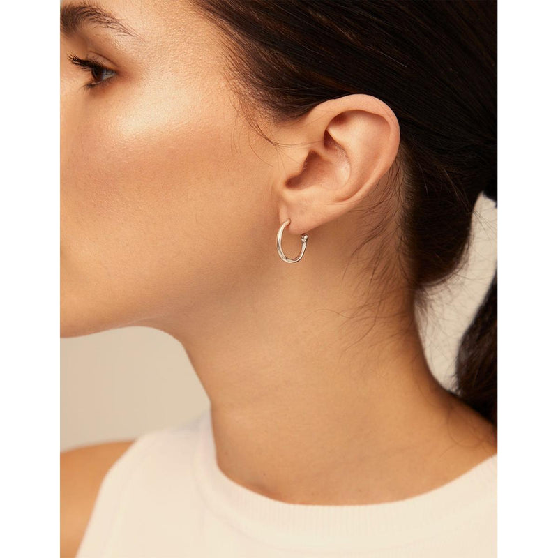 Silver Pick 1 Hoop Charm Earrings - PEN0700MTL0000U-UNO de 50-Renee Taylor Gallery