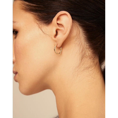 Gold Pick 1 Hoop Charm Earrings - PEN0700ORO0000U-UNO de 50-Renee Taylor Gallery