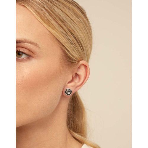 Sterling Silver Plated Earrings with Case and Gray Crystal - PEN0790MTLGRS0U-UNO de 50-Renee Taylor Gallery