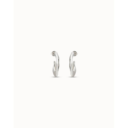 Sterling Silver Plated Flattened Banana Shaped Earrings - PEN0793MTL0000U-UNO de 50-Renee Taylor Gallery