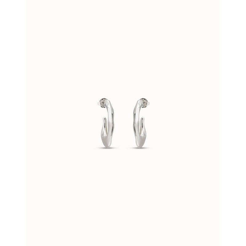Sterling Silver Plated Flattened Banana Shaped Earrings - PEN0793MTL0000U-UNO de 50-Renee Taylor Gallery