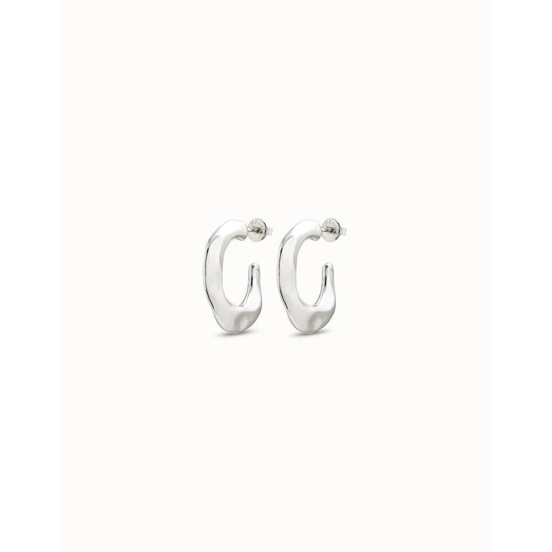 Sterling Silver Plated Flattened Banana Shaped Earrings - PEN0793MTL0000U-UNO de 50-Renee Taylor Gallery