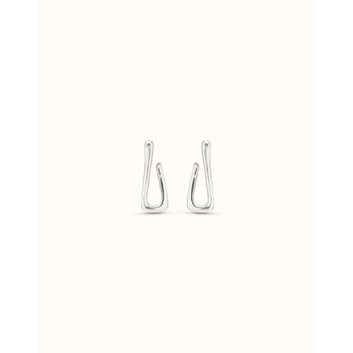 Sterling Silver Plated Link Shaped Earrings - PEN0795MTL0000U-UNO de 50-Renee Taylor Gallery
