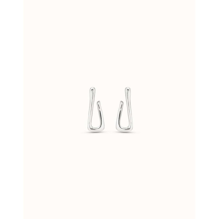 Sterling Silver Plated Link Shaped Earrings - PEN0795MTL0000U-UNO de 50-Renee Taylor Gallery