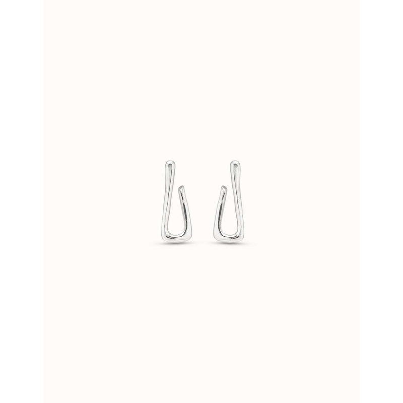 Sterling Silver Plated Link Shaped Earrings - PEN0795MTL0000U-UNO de 50-Renee Taylor Gallery