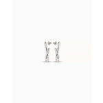 Sterling Silver Plated Link Shaped Earrings - PEN0795MTL0000U-UNO de 50-Renee Taylor Gallery