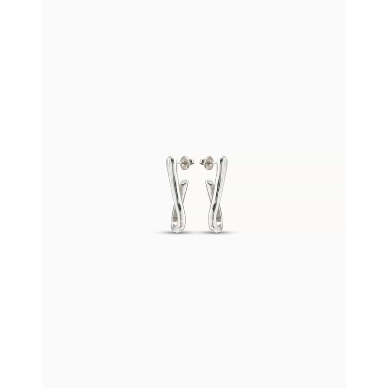 Sterling Silver Plated Link Shaped Earrings - PEN0795MTL0000U-UNO de 50-Renee Taylor Gallery