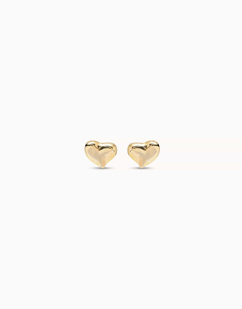 18K Gold-Plated Medium Sized Heart Shaped Earrings - PEN0829ORO0000U-Uno de 50-Renee Taylor Gallery