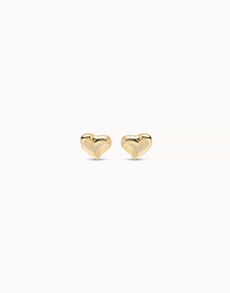 18K Gold-Plated Medium Sized Heart Shaped Earrings - PEN0829ORO0000U-Uno de 50-Renee Taylor Gallery