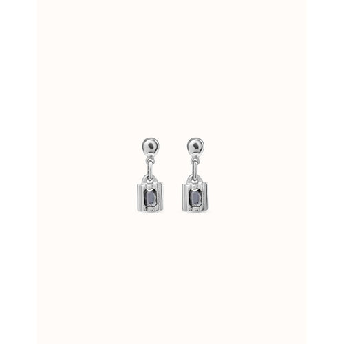 Lock Sterling Silver Plated Earrings - PEN0882GRSMTL0U-UNO de 50-Renee Taylor Gallery