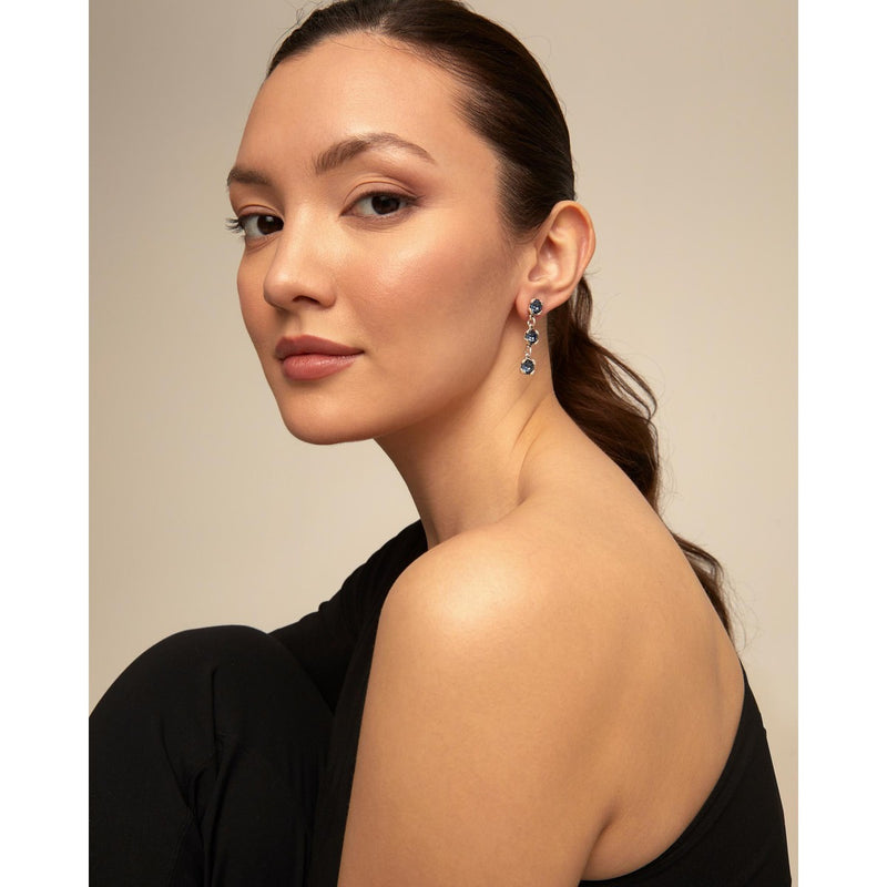 Sublime Sterling Silver Plated/Blue Earrings - PEN0912AZUMTL0U-UNO de 50-Renee Taylor Gallery