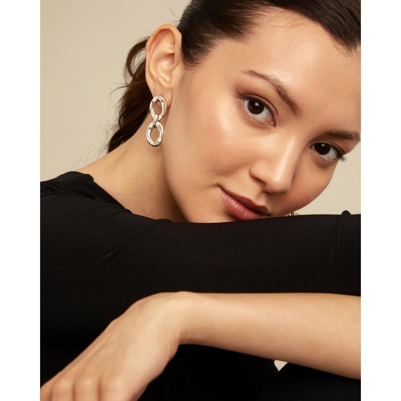 Groovy Sterling Silver Plated Earrings - PEN0931MTL0000U-UNO de 50-Renee Taylor Gallery