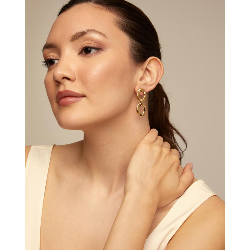 Groovy 18K Gold Plated Earrings - PEN0931ORO0000U-UNO de 50-Renee Taylor Gallery