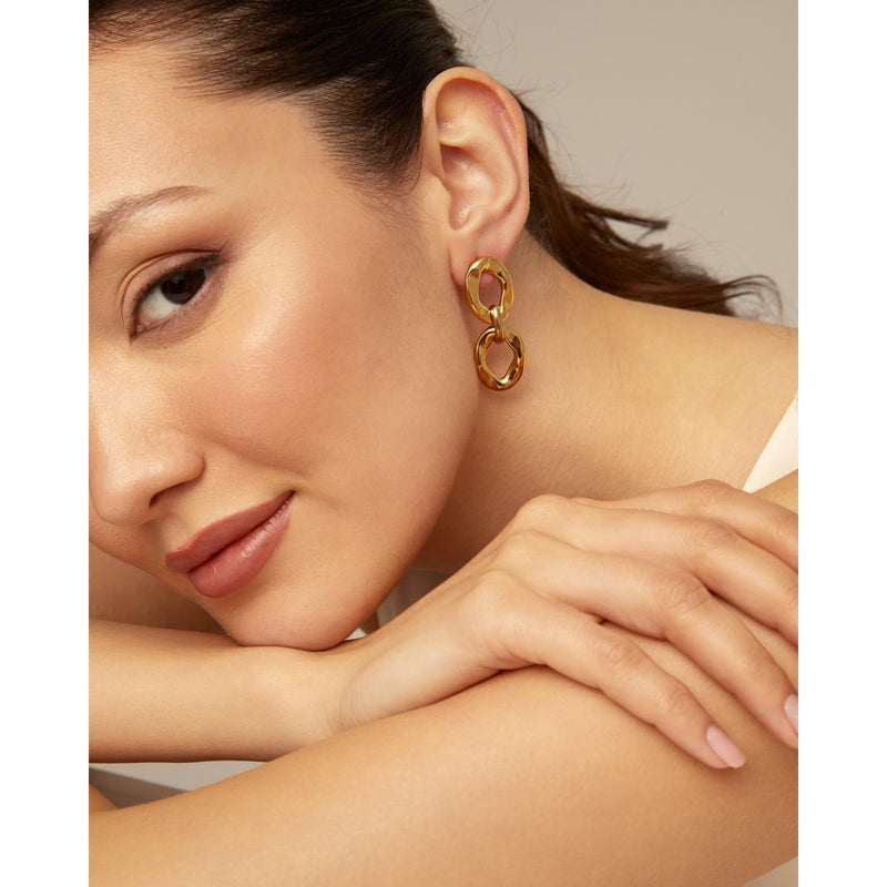 Groovy 18K Gold Plated Earrings - PEN0931ORO0000U-UNO de 50-Renee Taylor Gallery