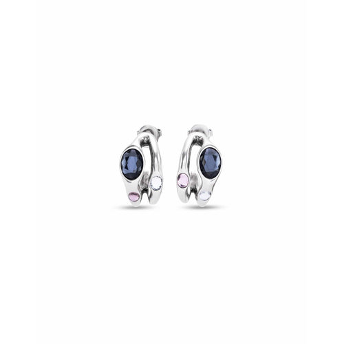 Sterling Silver Plated Earrings with Black Crystal - PEN0955MCLMTL0U-UNO de 50-Renee Taylor Gallery