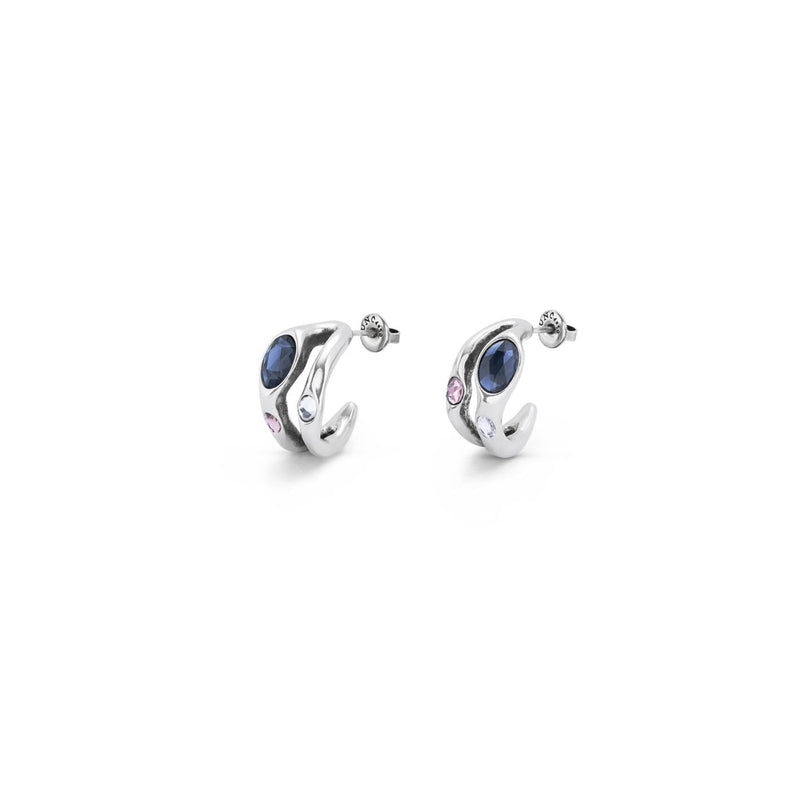 Sterling Silver Plated Earrings with Black Crystal - PEN0955MCLMTL0U-UNO de 50-Renee Taylor Gallery