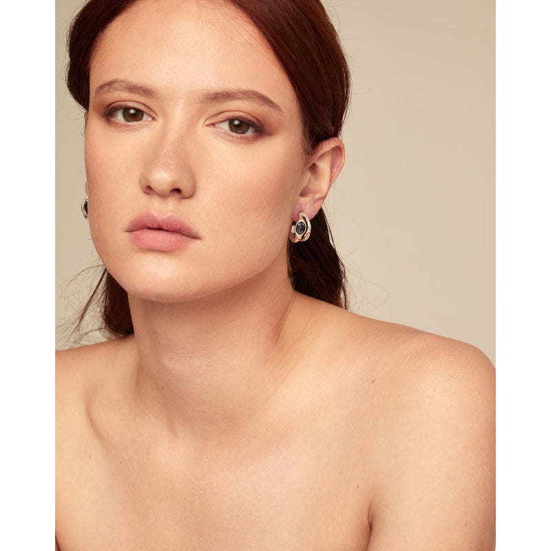 Sterling Silver Plated Earrings with Black Crystal - PEN0955MCLMTL0U-UNO de 50-Renee Taylor Gallery