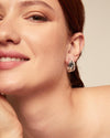 Sterling silver-plated earrings with black crystal - PEN0955MCLMTL0U-UNO de 50-Renee Taylor Gallery