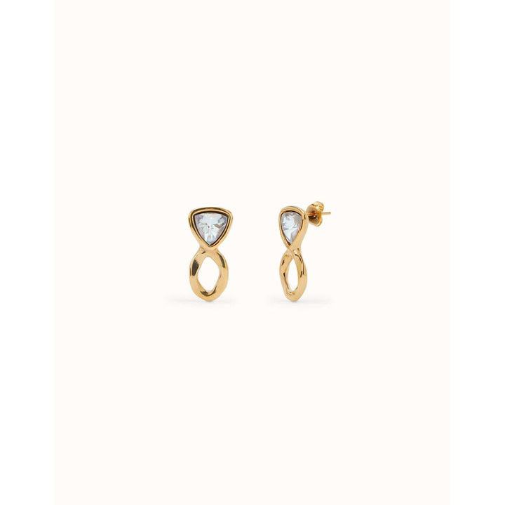 18k gold-plated earrings with triangular multicolored crystals - PEN0980MCLORO0U-UNO de 50-Renee Taylor Gallery