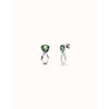 Sterling silver-plated earrings with triangular green crystals - PEN0980VRDMTL0U-UNO de 50-Renee Taylor Gallery