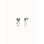 Sterling silver-plated earrings with triangular green crystals - PEN0980VRDMTL0U-UNO de 50-Renee Taylor Gallery