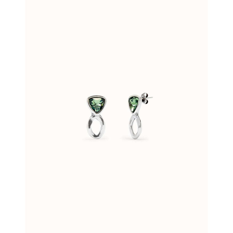 Sterling silver-plated earrings with triangular green crystals - PEN0980VRDMTL0U-UNO de 50-Renee Taylor Gallery