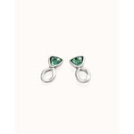 Sterling silver-plated earrings with triangular green crystals - PEN0980VRDMTL0U-UNO de 50-Renee Taylor Gallery