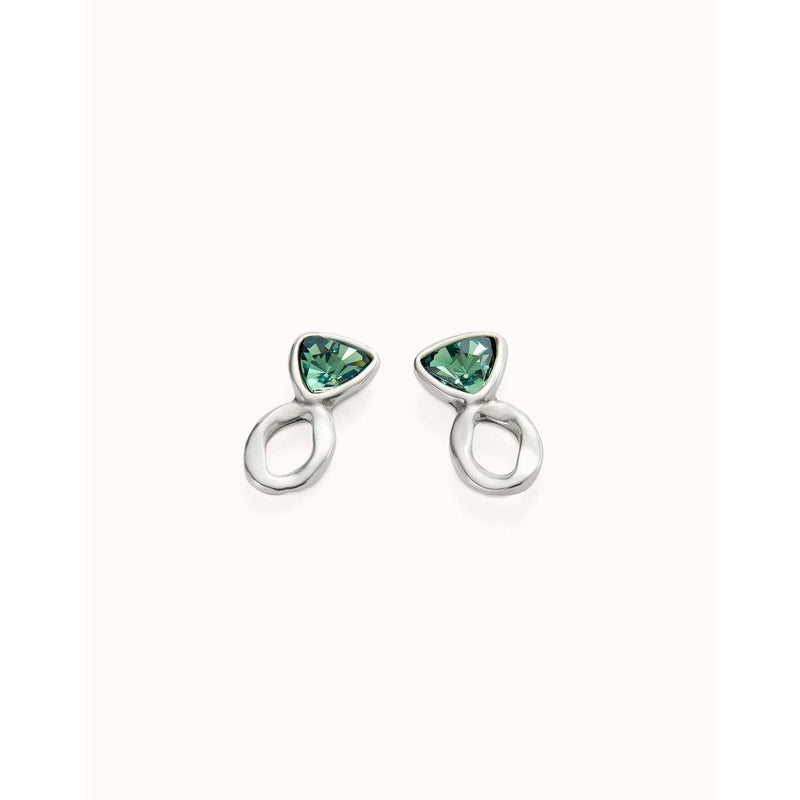 Sterling silver-plated earrings with triangular green crystals - PEN0980VRDMTL0U-UNO de 50-Renee Taylor Gallery