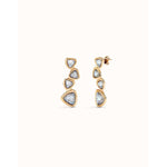 Long 18k gold-plated earrings with 4 multicolored crystals - PEN0983MCLORO0U-UNO de 50-Renee Taylor Gallery