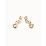 Long 18k gold-plated earrings with 4 multicolored crystals - PEN0983MCLORO0U-UNO de 50-Renee Taylor Gallery