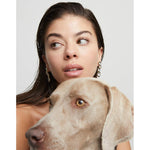 Long 18k gold-plated earrings with 4 multicolored crystals - PEN0983MCLORO0U-UNO de 50-Renee Taylor Gallery
