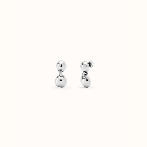 Sterling Silver Plated Earrings With Two Beads - PEN0993MTL0000U-UNO de 50-Renee Taylor Gallery
