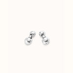 Sterling Silver Plated Earrings With Two Beads - PEN0993MTL0000U-UNO de 50-Renee Taylor Gallery
