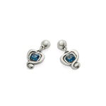 Sterling Silver Plated Earrings with Hanging Heart and Blue Crystal - PEN0997AZOMTL0U-UNO de 50-Renee Taylor Gallery