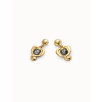 18K Gold Plated Earrings with Hanging Heart and Black Crystal - PEN0997NGRORO0U-UNO de 50-Renee Taylor Gallery