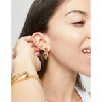 18K Gold Plated Earrings with Hanging Heart and Black Crystal - PEN0997NGRORO0U-UNO de 50-Renee Taylor Gallery