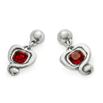 Sterling Silver Plated Earrings with Hanging Heart and Red Crystal - PEN0997ROJMTL0U-UNO de 50-Renee Taylor Gallery